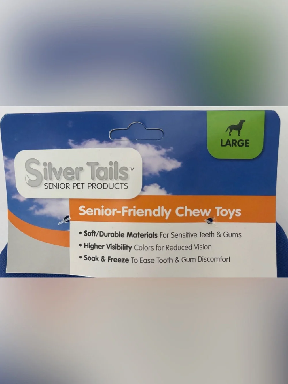 Senior-Friendly Blue Dog Chew Toy - Large